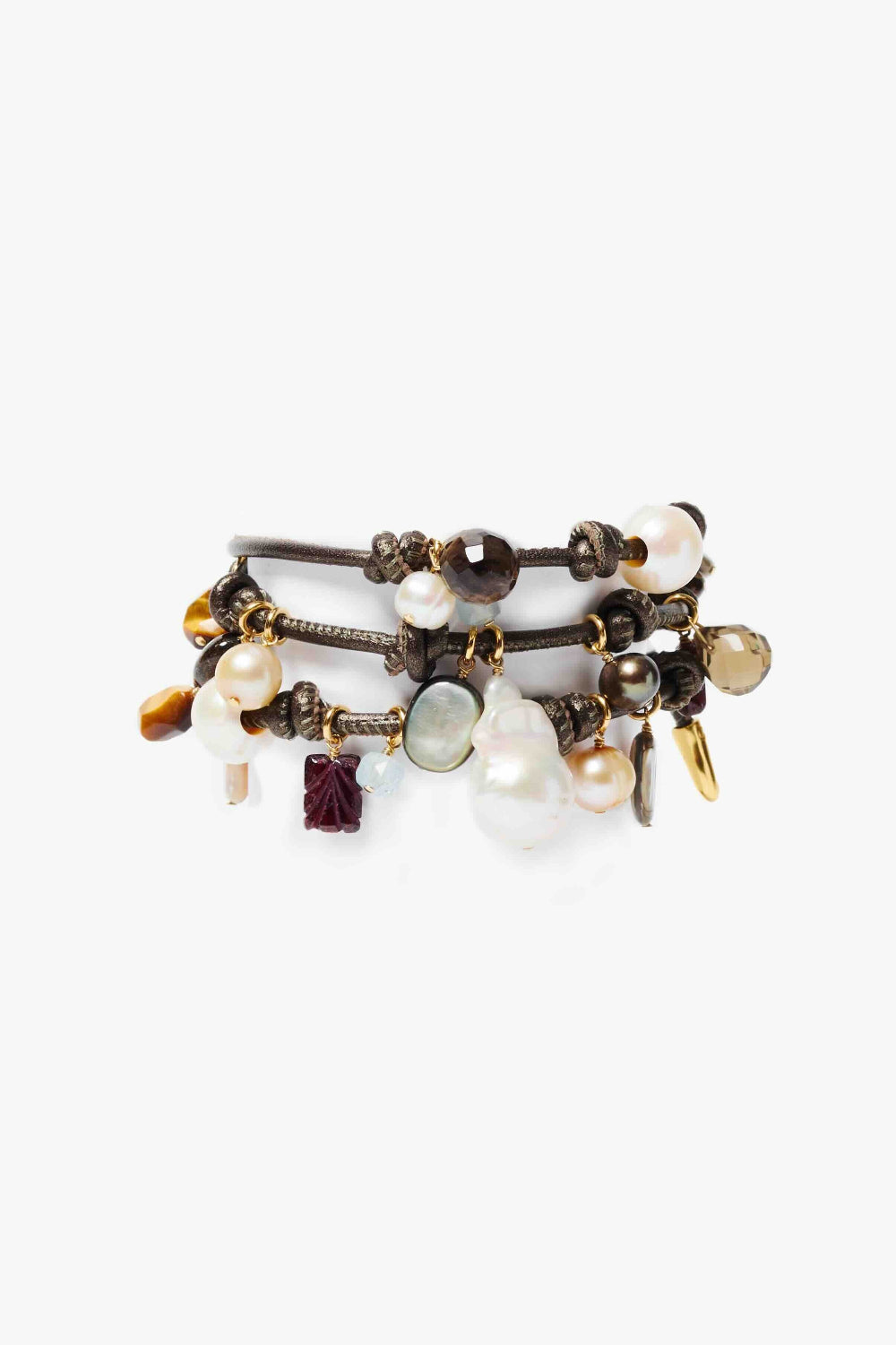 Chan Luu Lea Leather Three Wrap Bracelet Natural