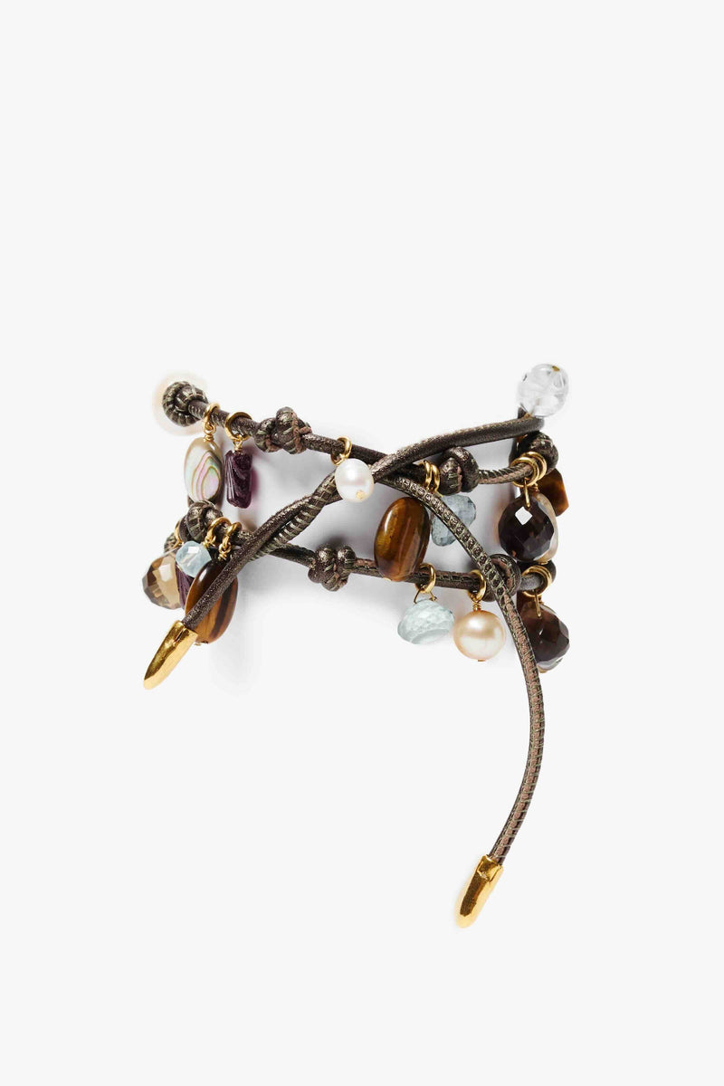 Lea Leather Three Wrap Bracelet Natural