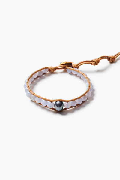 Nile Single Wrap Bracelet Blue Lace Agate