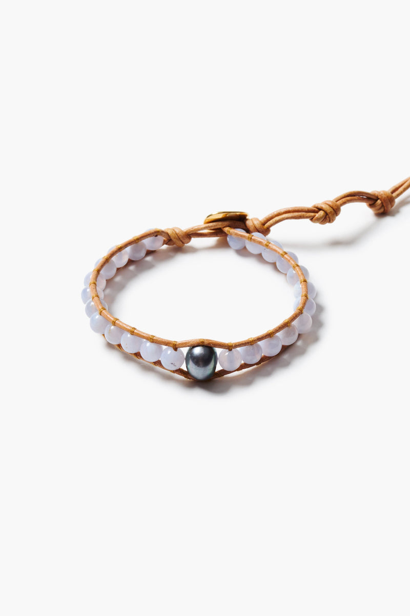 Nile Single Wrap Bracelet Blue Lace Agate