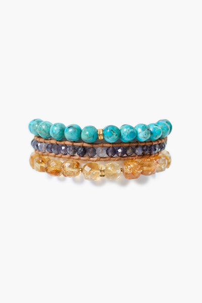 Trinity Bracelet Set Turquoise
