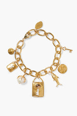 Lock and Key Charm Bracelet Gold