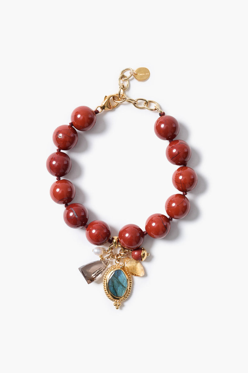 Knot Charm Bracelet Red Jasper