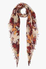 Magnolia Floral Print Cashmere and Silk Scarf