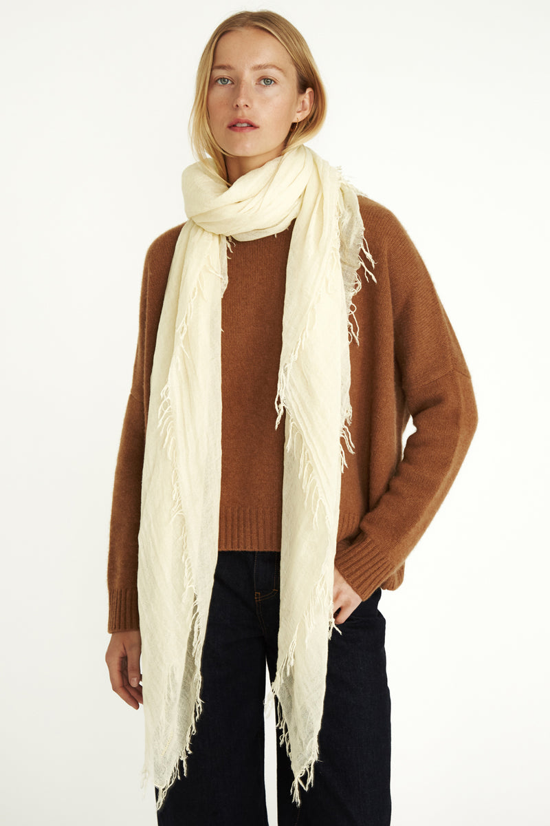 Beige cashmere and silk scarf