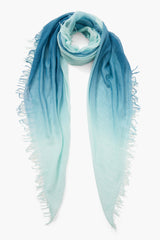 Blue Steel Dip-Dyed Cashmere and Silk Scarf