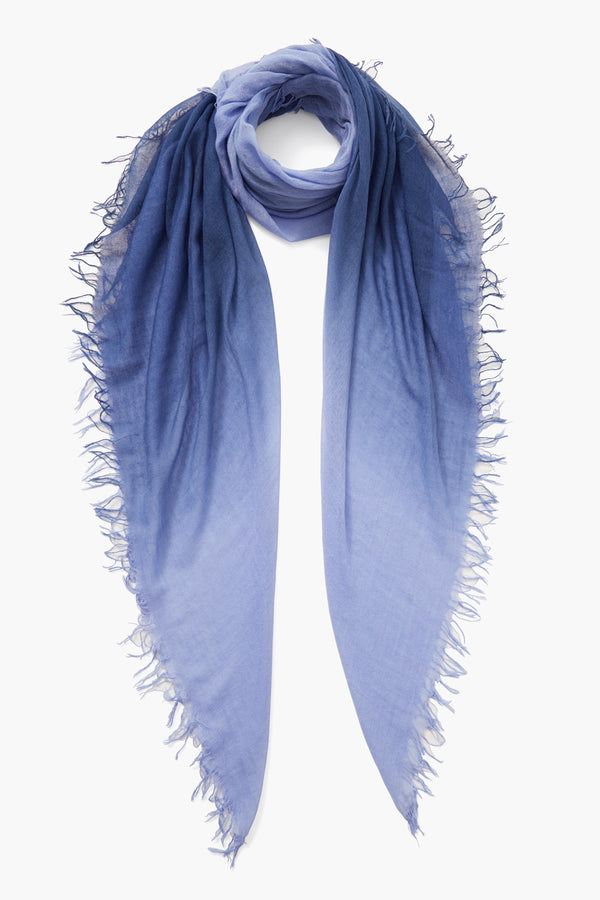 Estate Blue Dip-Dyed Cashmere and Silk Scarf
