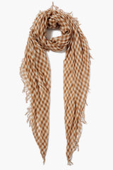 Cashmere and Silk Scarf Caramel Cafe Gingham