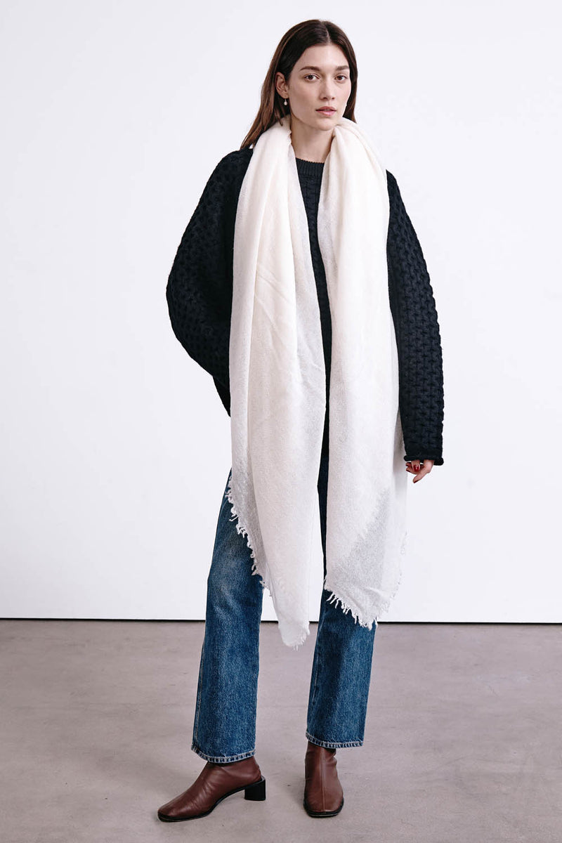 100% Cashmere Scarf White