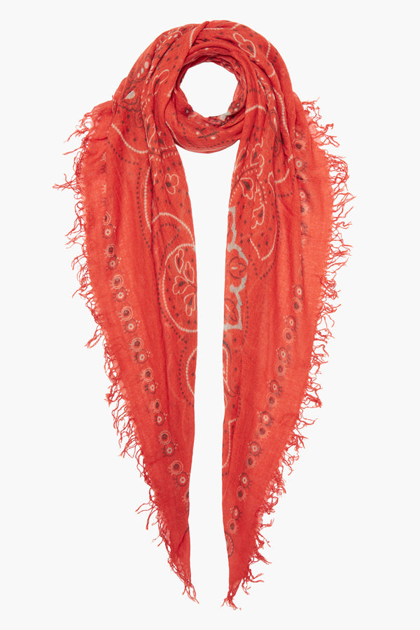 Cashmere and Silk Scarf Red Mandala