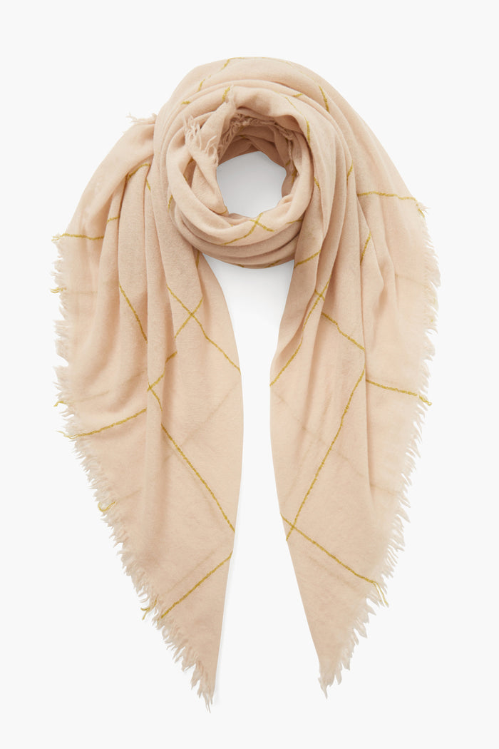 chan luu 100% Cashmere Scarf Golden Olive Windowpane Scarves