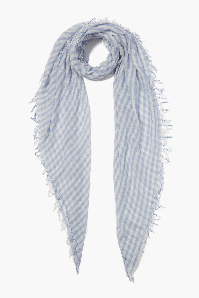 Lightweight Cashmere, Silk and Wool Grey Plaid Scarf.