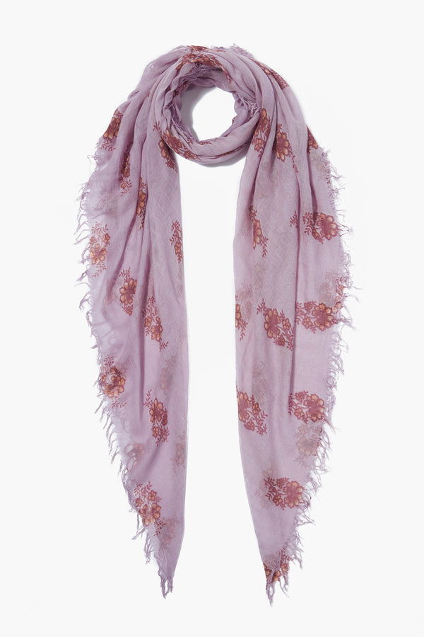 Orchid Hush Hibiscus Floral Cashmere and Silk Scarf