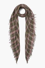 Cashmere and Silk Scarf Forest Plaid