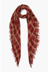 Savvy Red Sapphire Plaid Cashmere and Silk Scarf