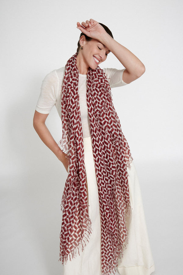 Cashmere and Silk Scarf Harissa Tile