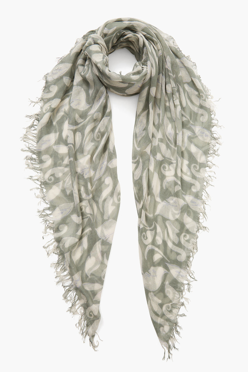Sage Ivy Printed Cashmere and Silk Scarf