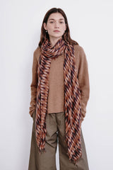 Cashmere and Silk Scarf Brown Tie Dye