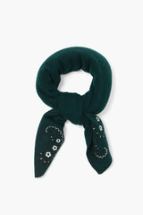 Wool Cashmere Embroidered Bandana Green