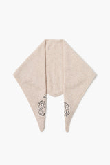 Wool Cashmere Embroidered Bandana Heather Oatmeal