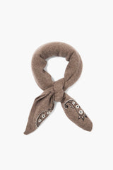 Wool Cashmere Embroidered Bandana Taupe