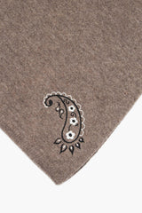 Wool Cashmere Embroidered Bandana Taupe