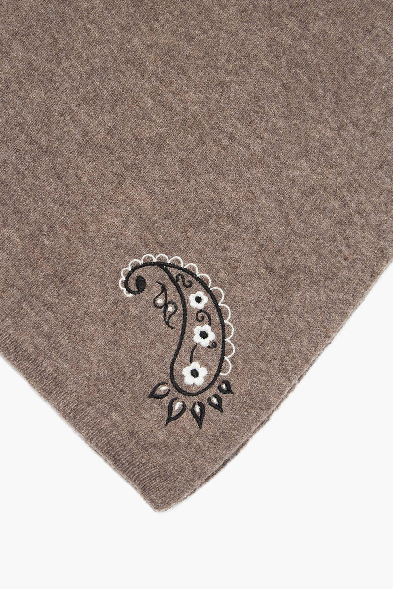 Wool Cashmere Embroidered Bandana Taupe