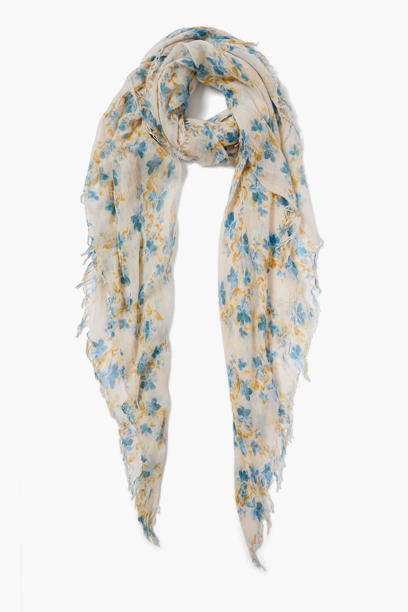 Cashmere and Silk Scarf Lagoon Floral