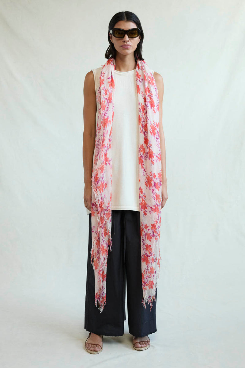 Cashmere and Silk Scarf Poppy Floral