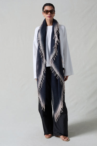 Cashmere and Silk Scarf Black Burnout