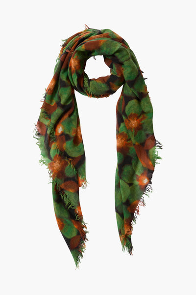 100% Cashmere Scarf Primrose Green Floral