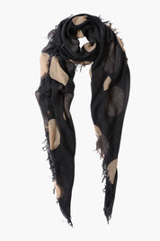 Cashmere and Silk Scarf Black Polka Dot