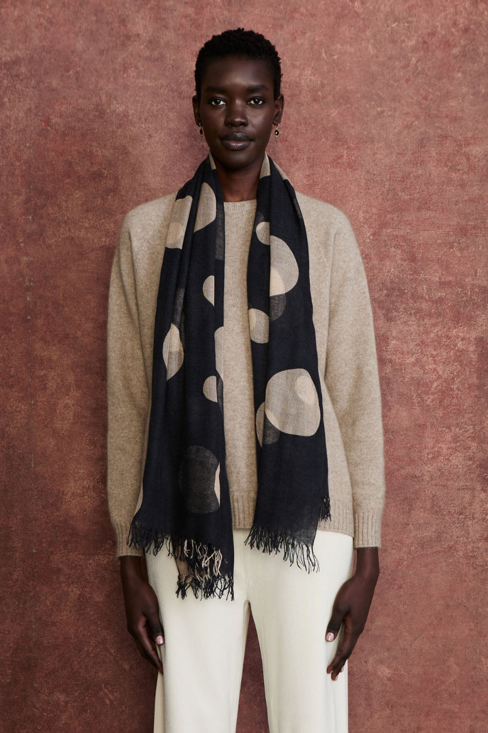 Cashmere and Silk Scarf Black Polka Dot – Chan Luu