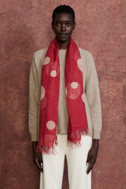 Cashmere and Silk Scarf Red Polka Dot