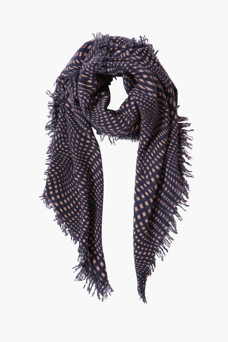 100% Cashmere Scarf Blue Warped Plaid