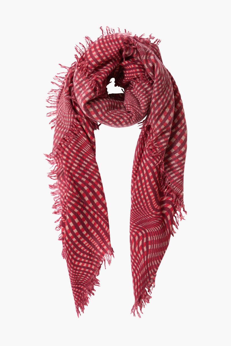 100% Cashmere Scarf Red Warped Plaid