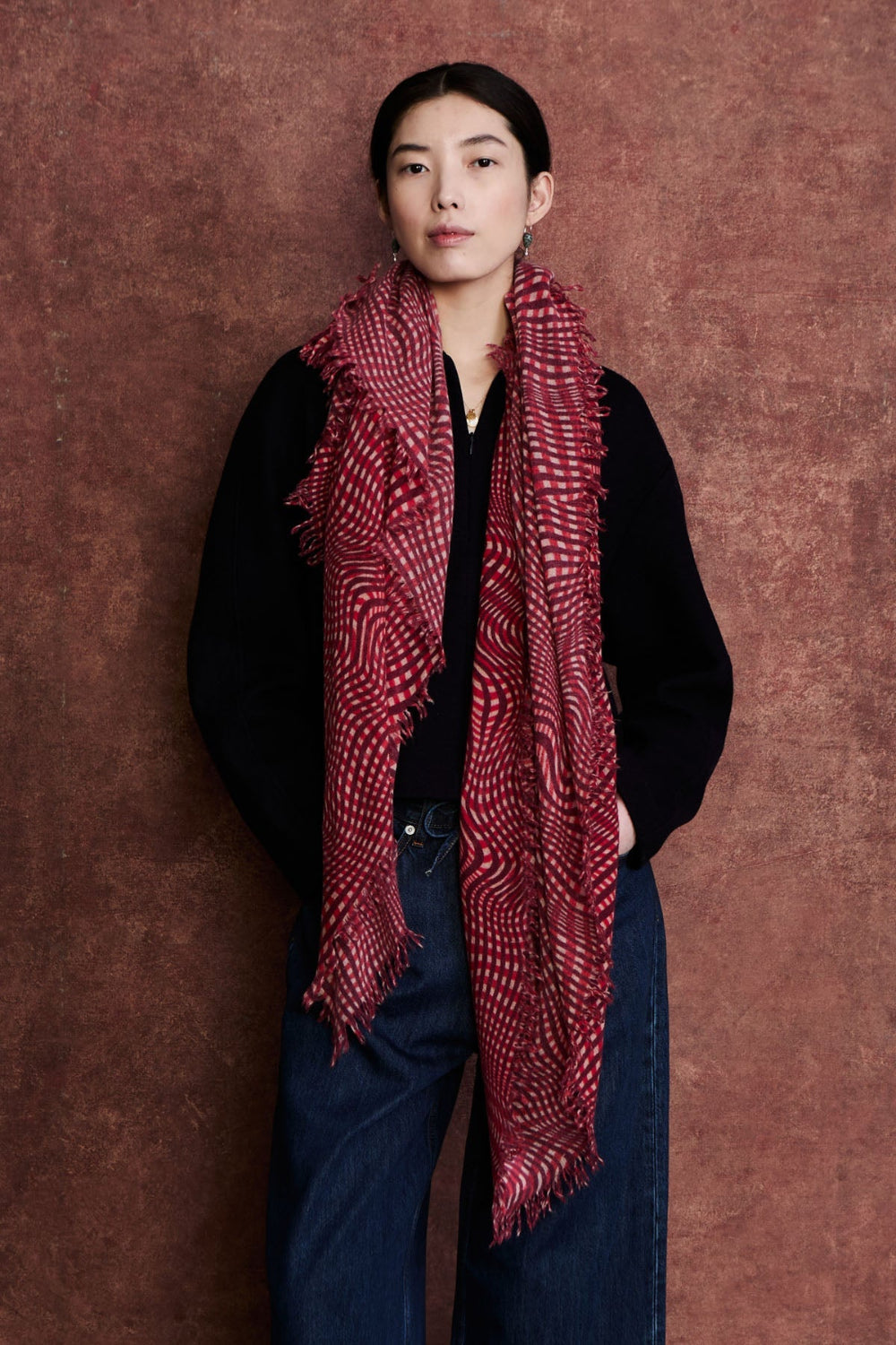 100% Cashmere Scarf Red Warped Plaid – Chan Luu