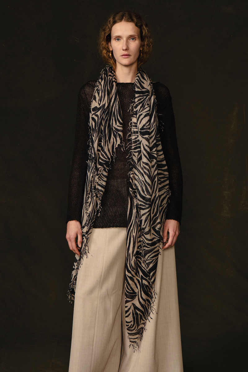 Cashmere and Silk Scarf Mahogany Zebra