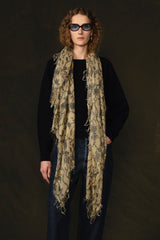 Cashmere and Silk Scarf Ecru Kantha Floral