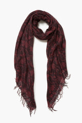 Cashmere and Silk Scarf Wine Kantha Floral