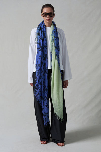 Cashmere and Silk Scarf Lapis Mix