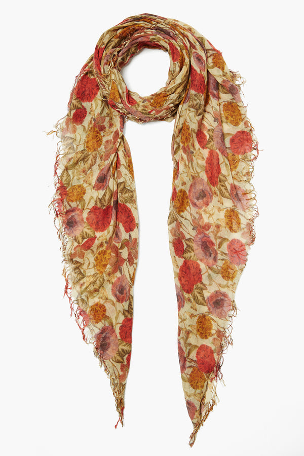 Cashmere and Silk Scarf Marigold Floral