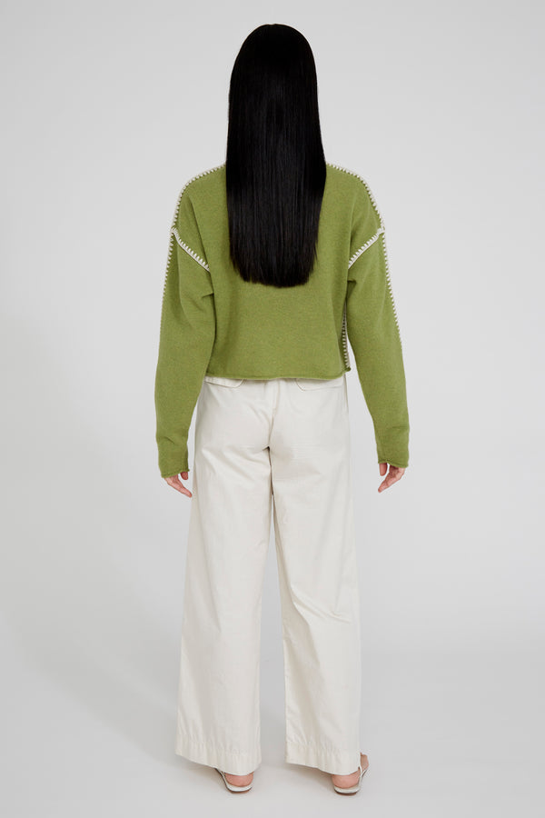 Annie Cashmere Cropped Sweater Green