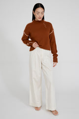 Annie Cashmere Cropped Sweater Saddlebrown