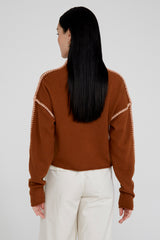 Annie Cashmere Cropped Sweater Saddlebrown