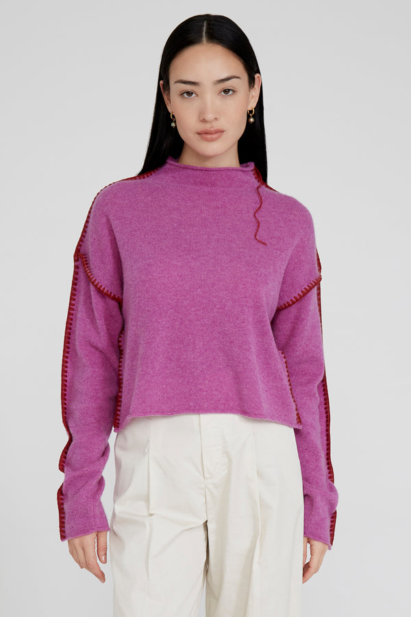 Annie Cashmere Cropped Sweater Violet