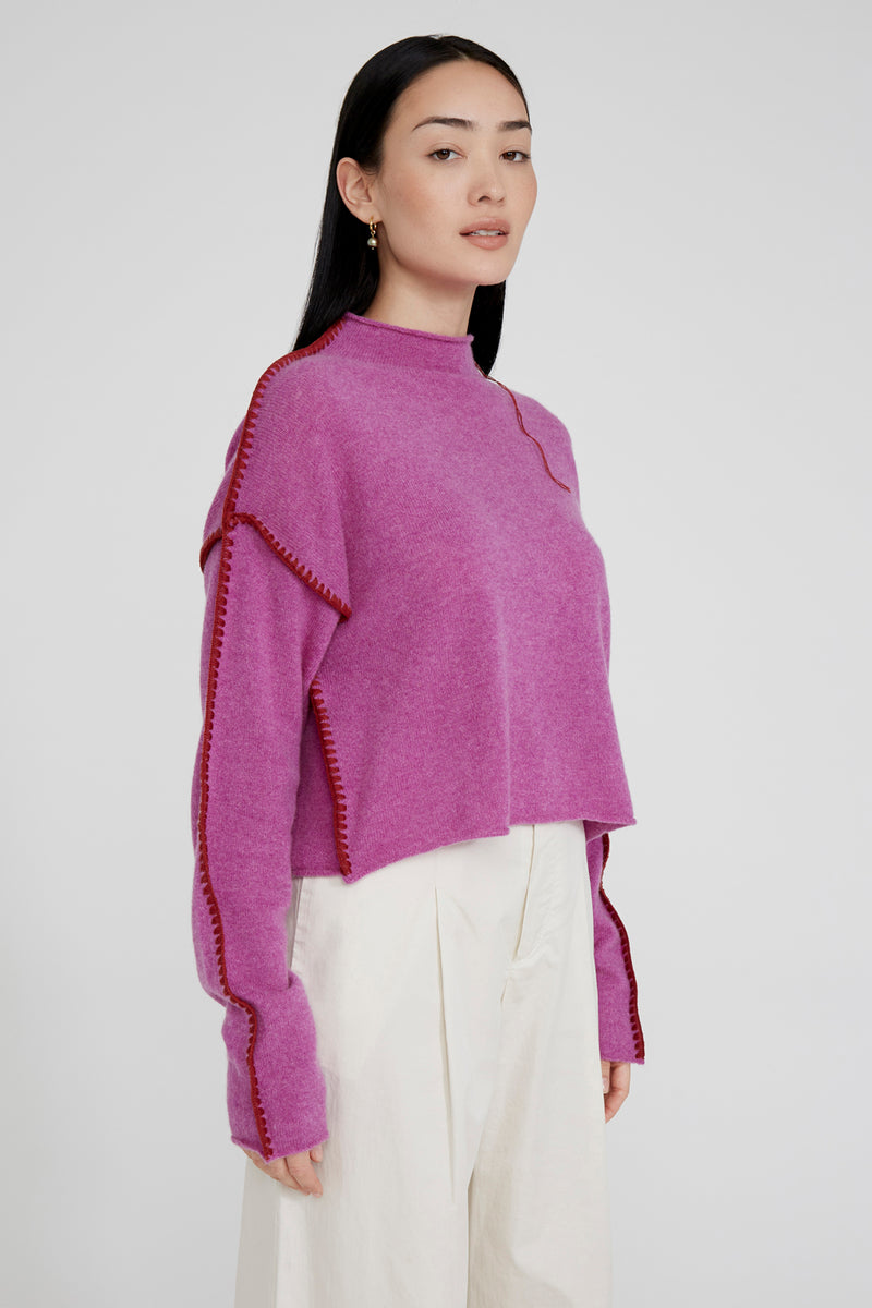 Annie Cashmere Cropped Sweater Violet