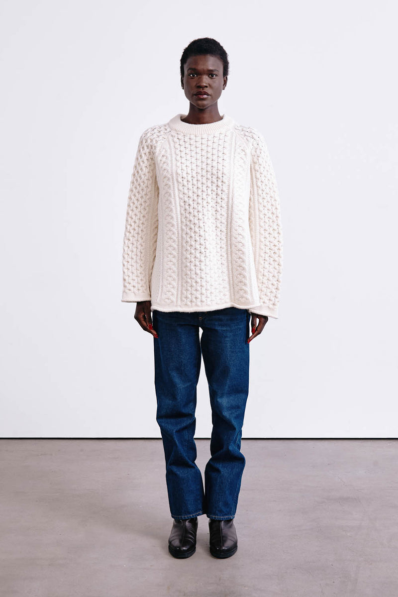 Elin Fisherman Sweater Pearl