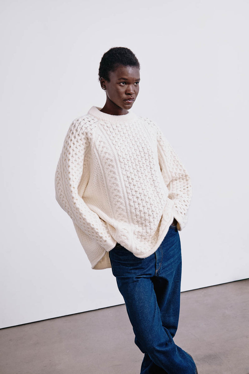 Elin Fisherman Sweater Pearl