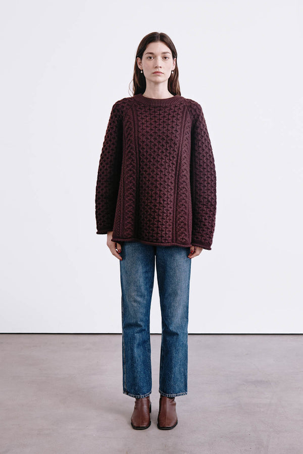 Elin Fisherman Sweater Wine